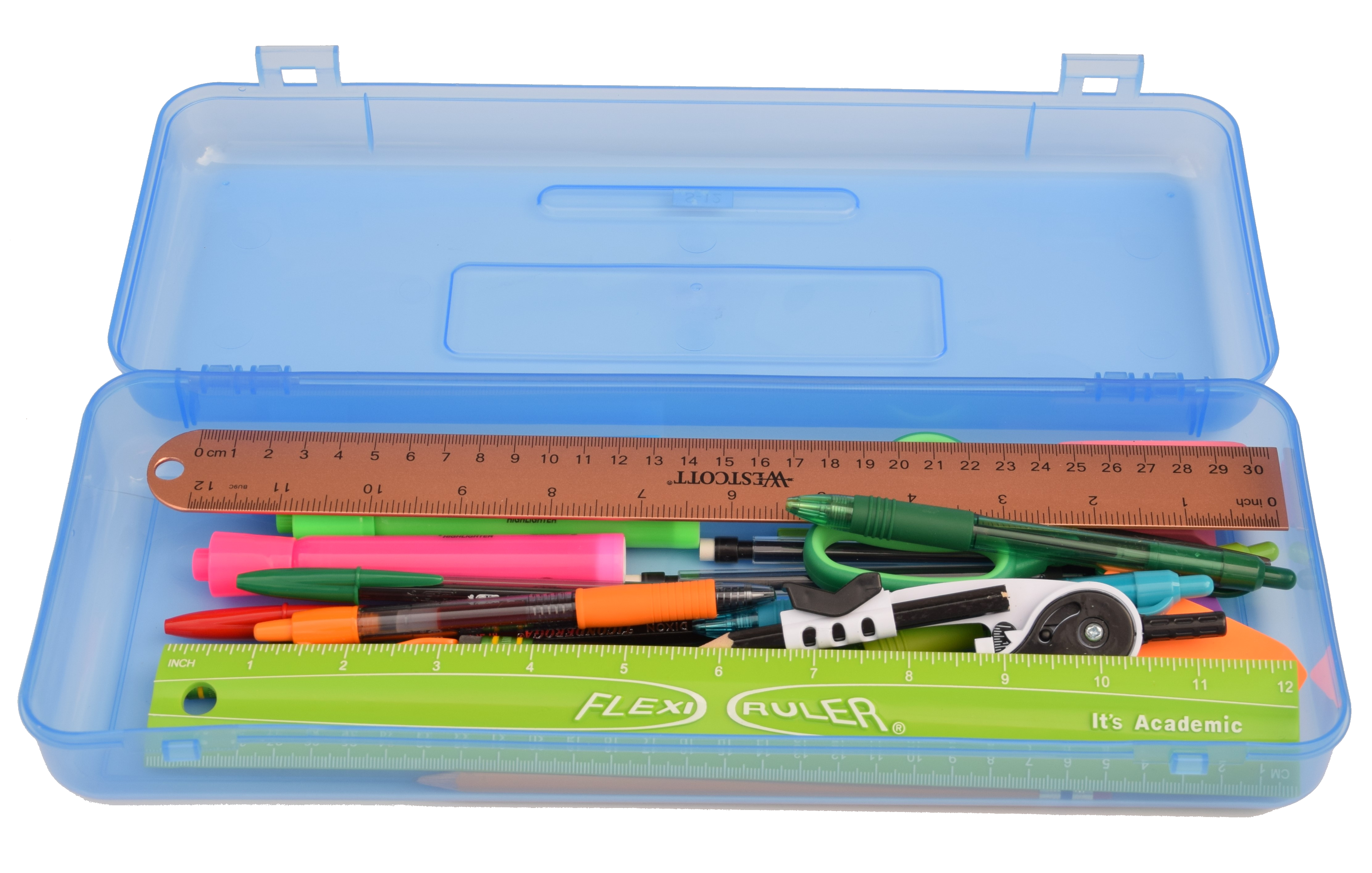 S-12 Blue Translucent Pencil Box